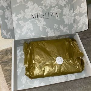 Ivory with cream/gold detailing fit and flair midi dress | METZA New York